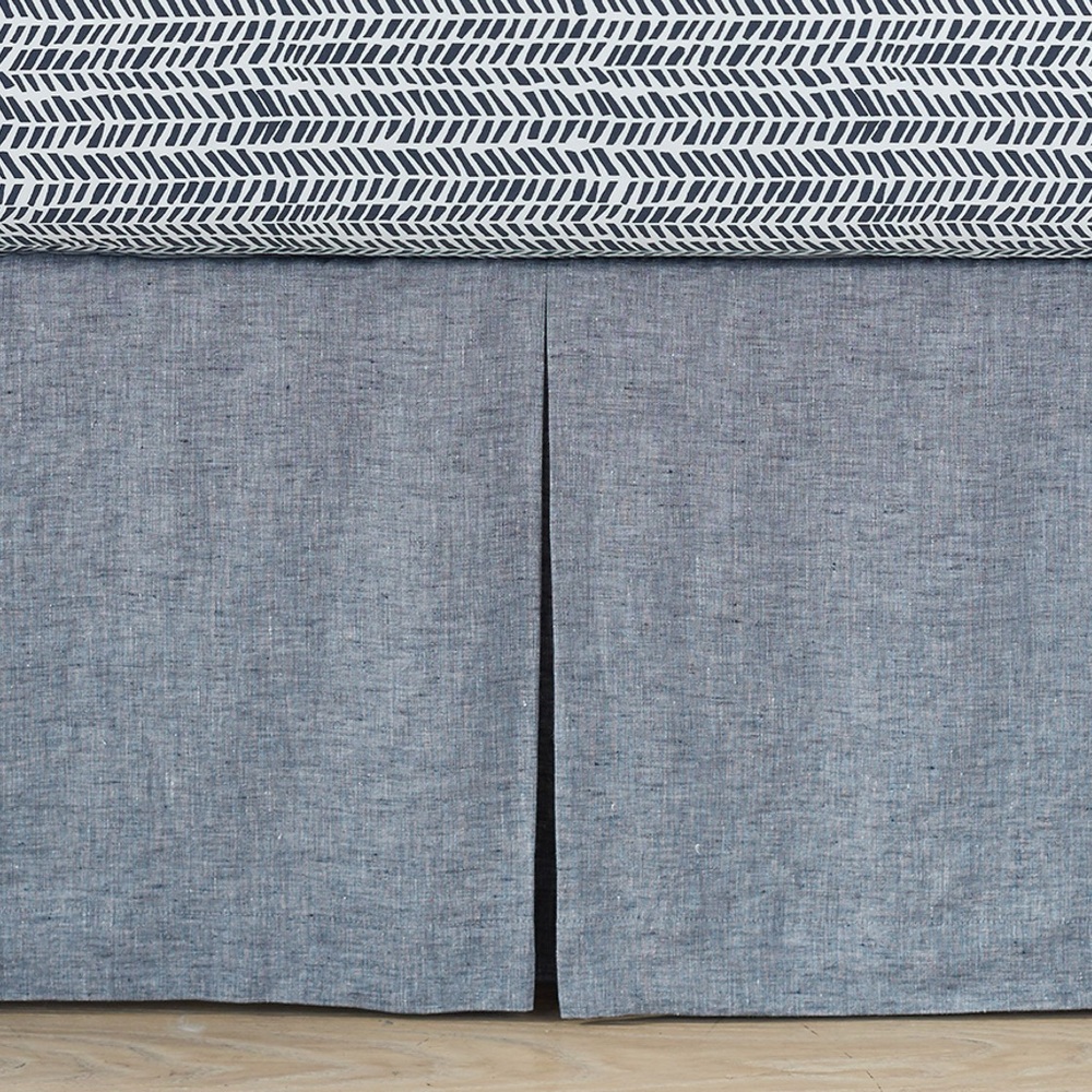 NWT Pottery Barn Kids Linen Crib Skirt in Indigo
